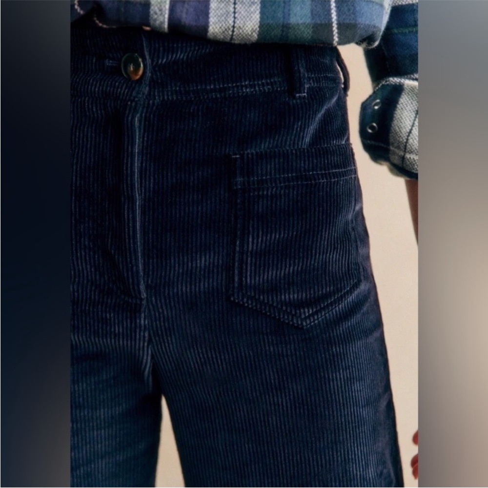 Sezane The 70's Trousers Navy Blue Corduroy EU 40 US 8 - Picture 15 of 16